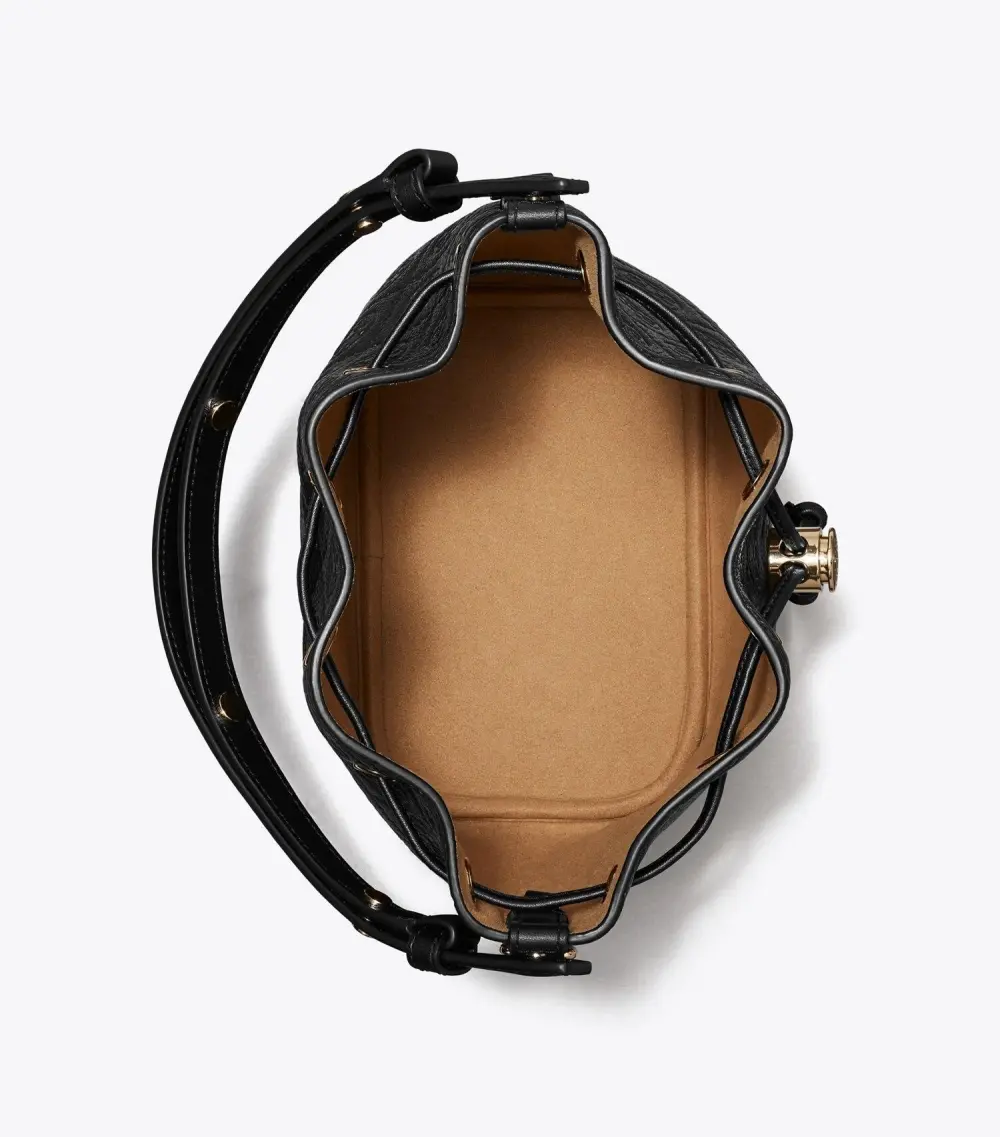 T Monogram Pebbled Bucket Bag