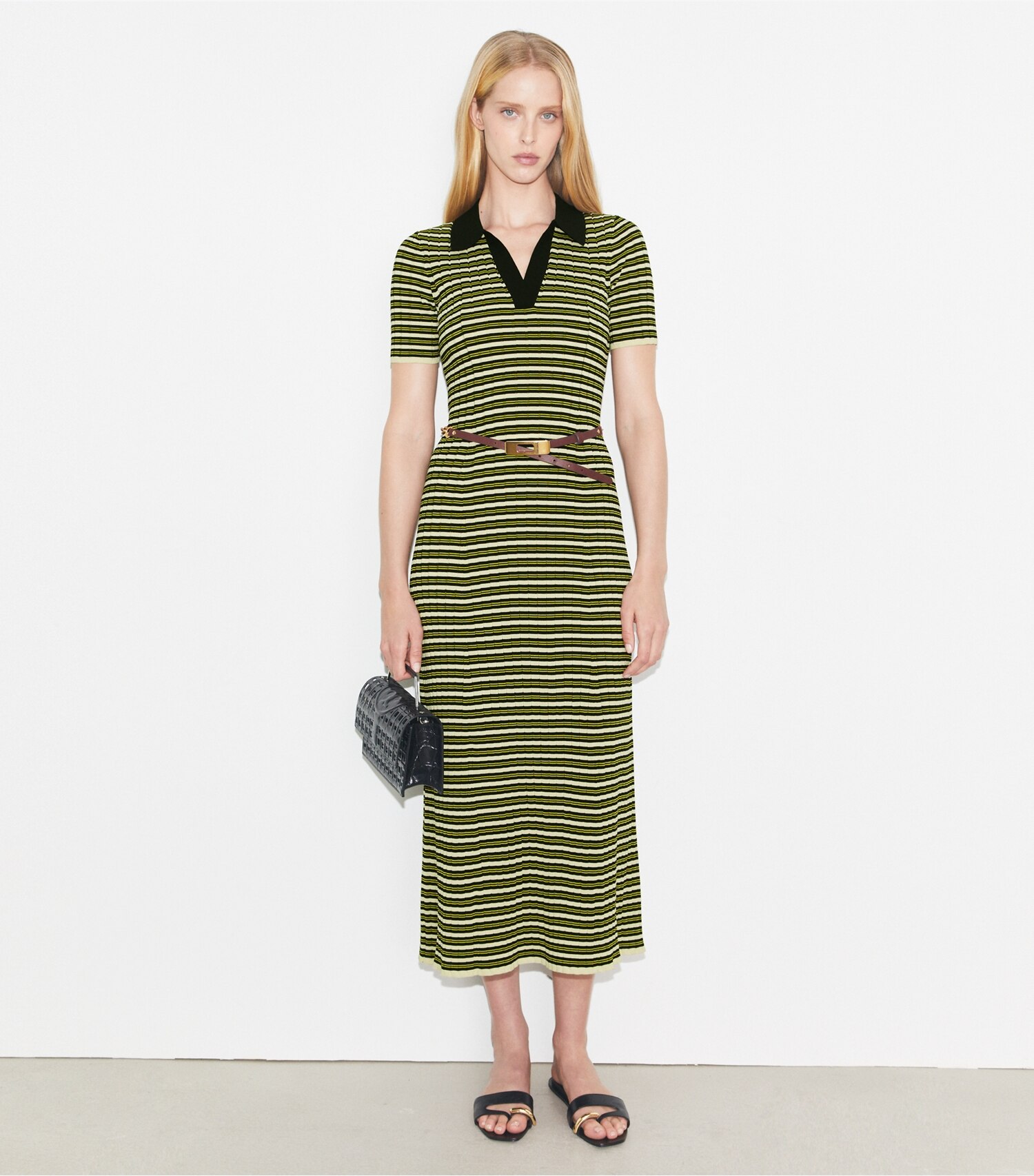 Stripe Knit Polo Dress