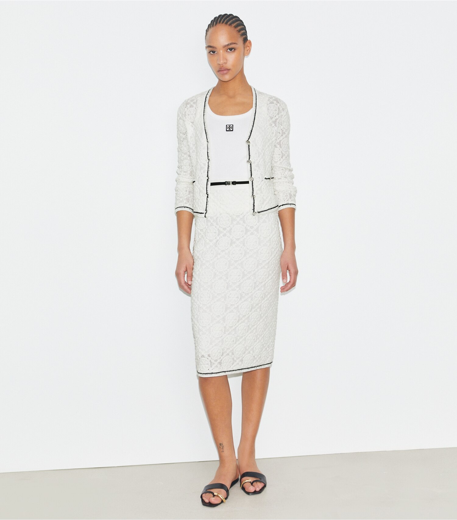 Cotton Logo Lace Cardigan