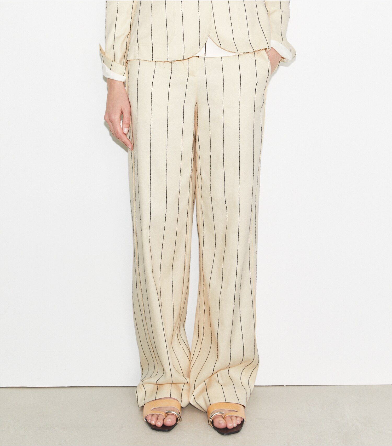 Striped Cotton Wide-Leg Pant