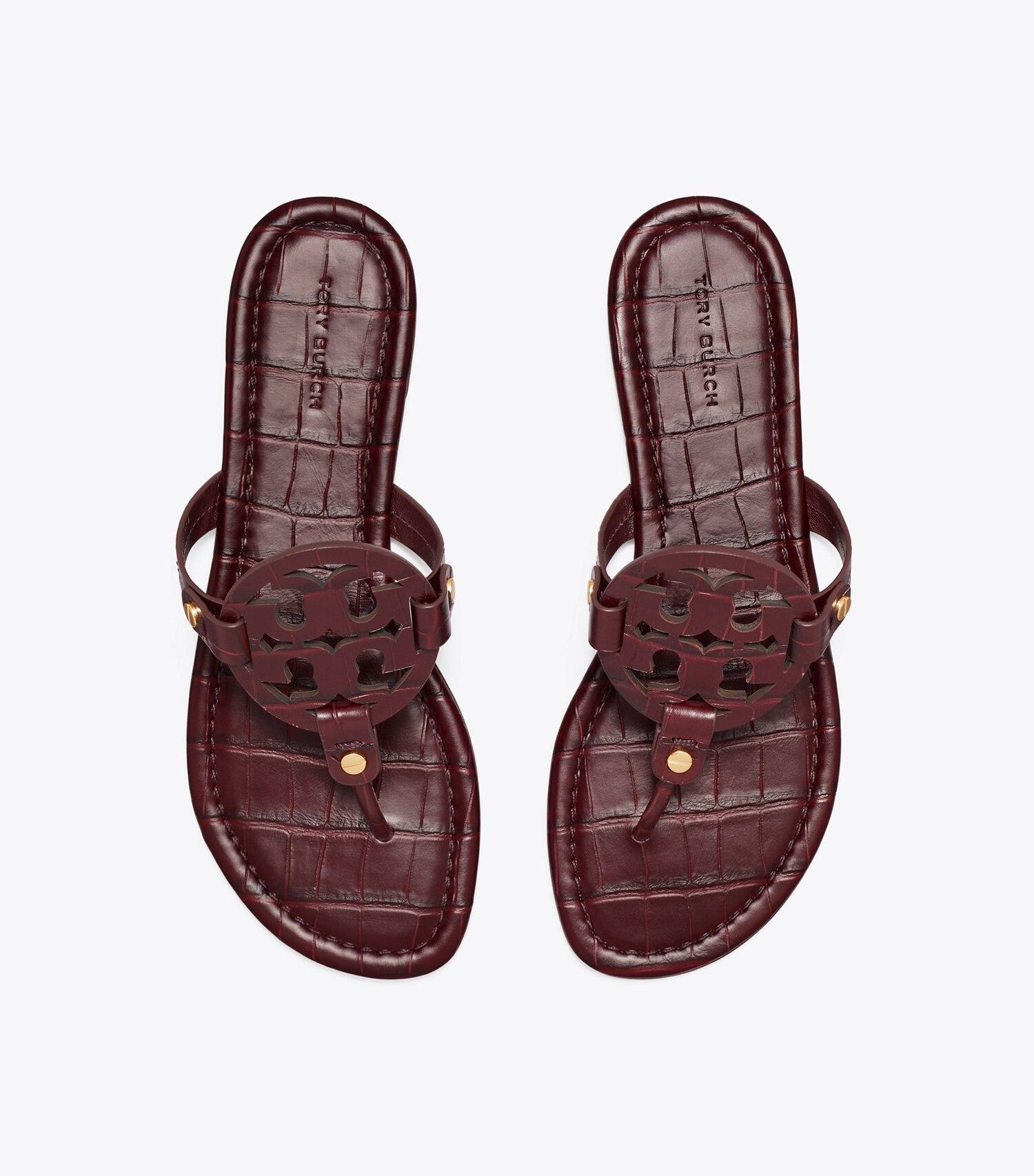 Miller Croc-Embossed Leather Sandal