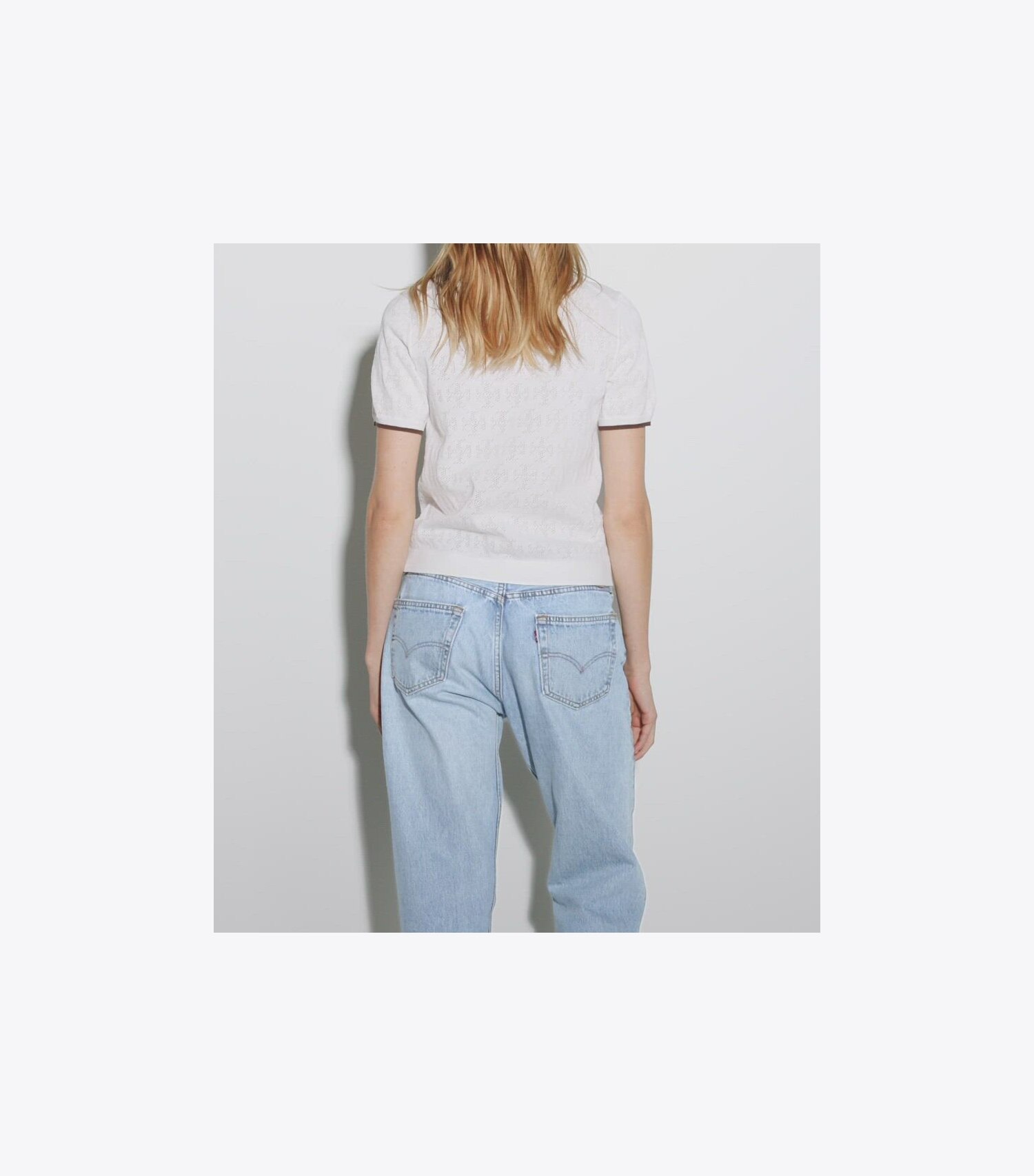 T Monogram Cotton Pointelle Zip Polo