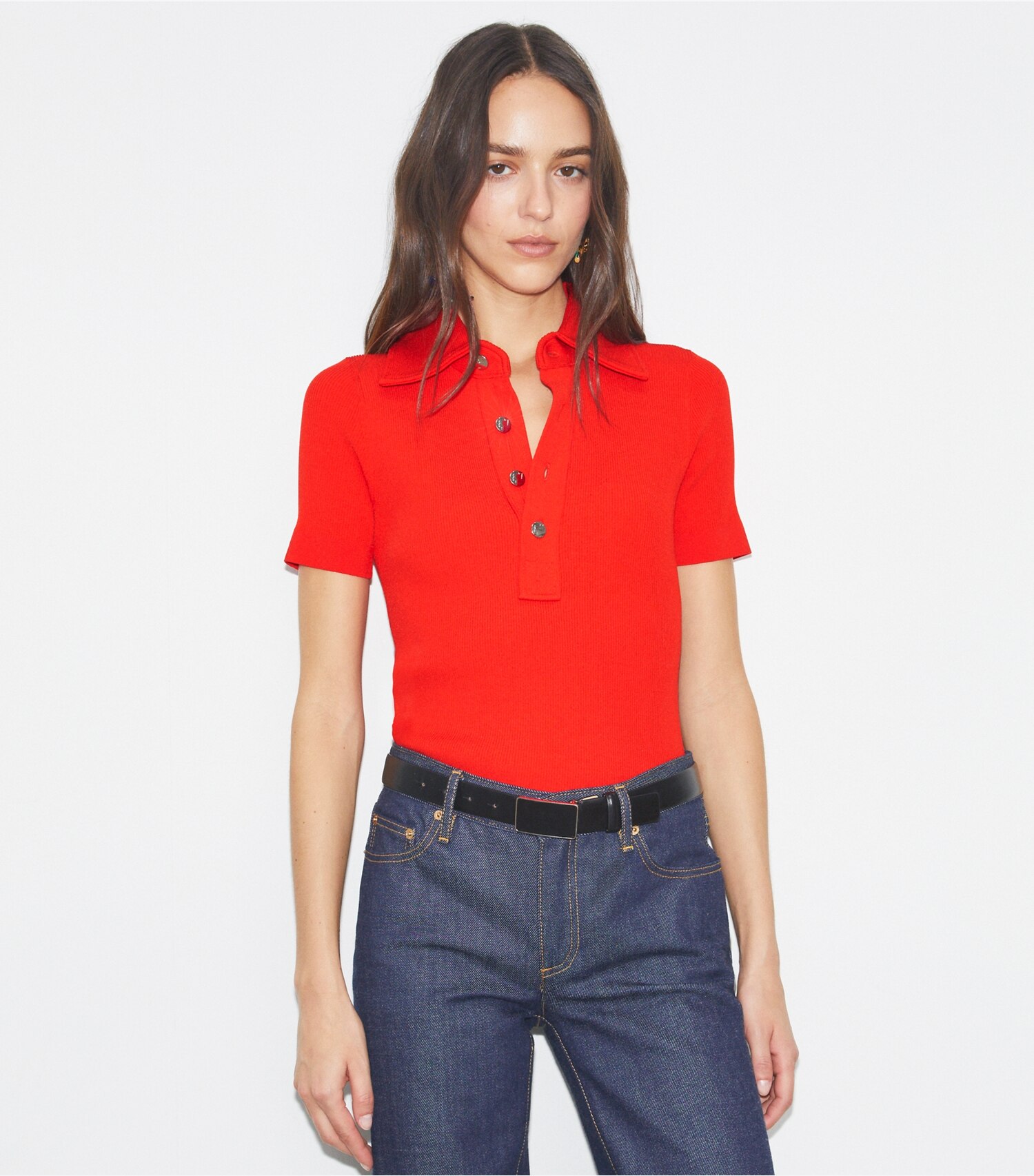 Viscose Ribbed Polo Sweater