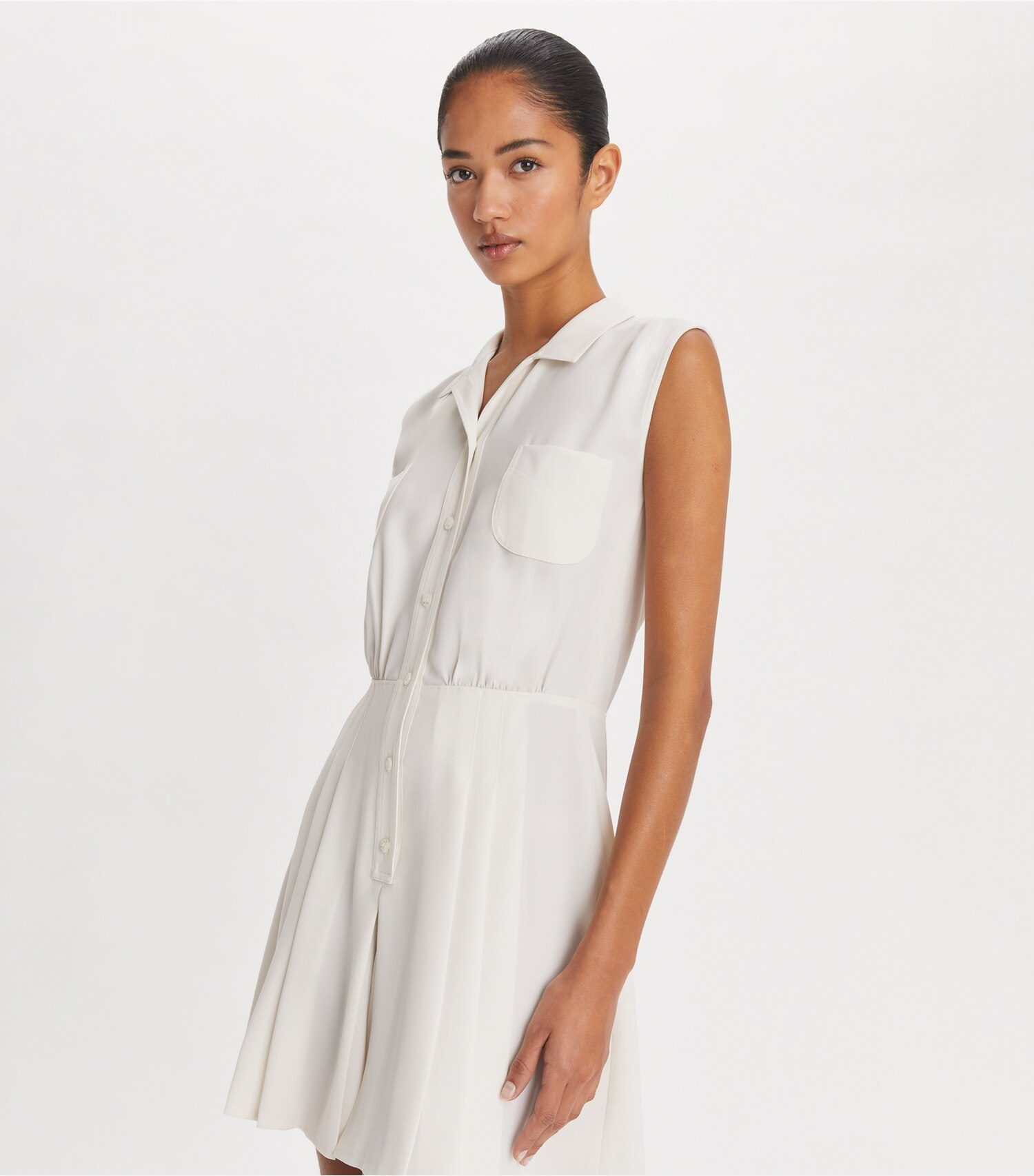 Pleated Twill Dress