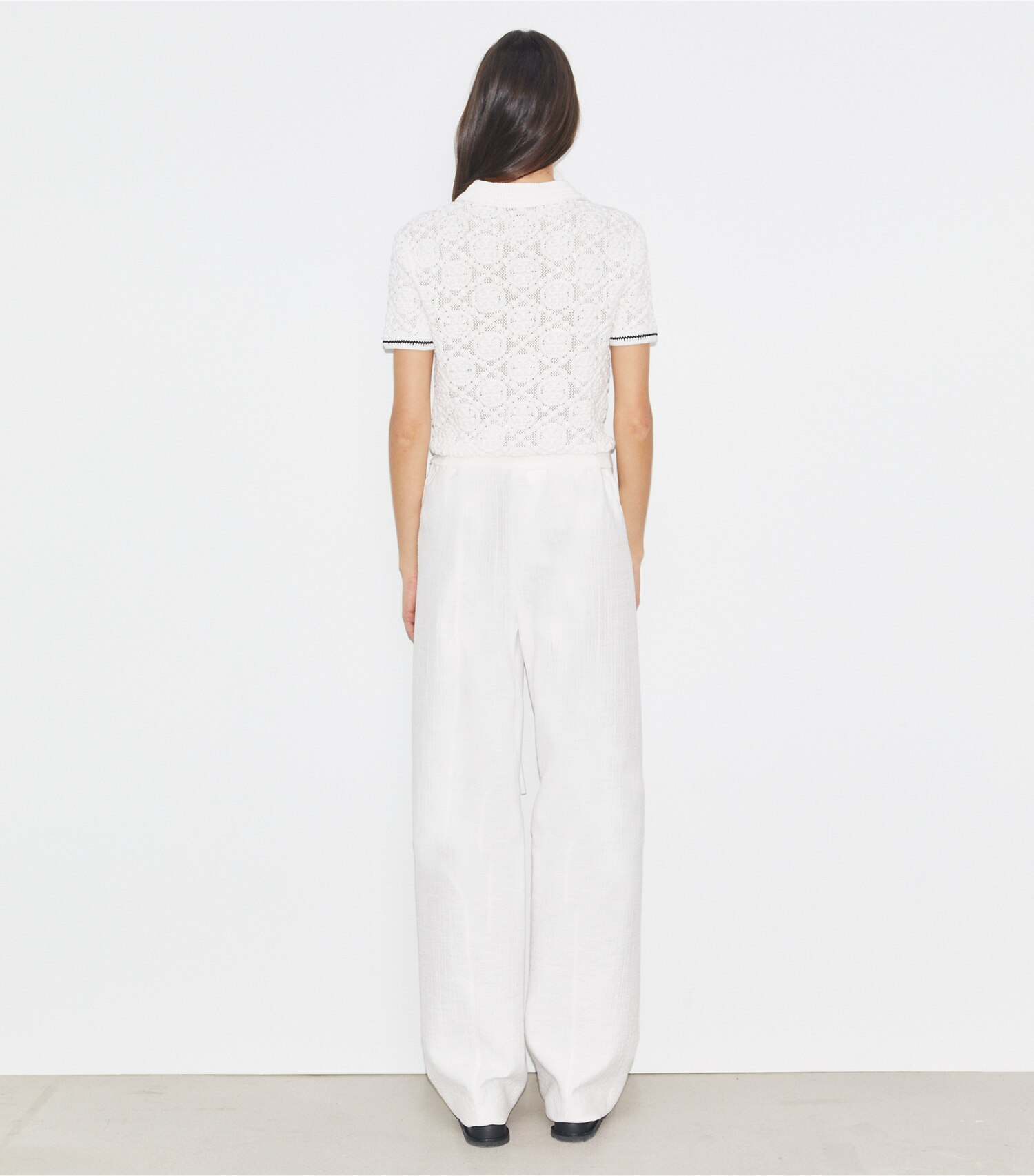 Cotton Lace Polo Top