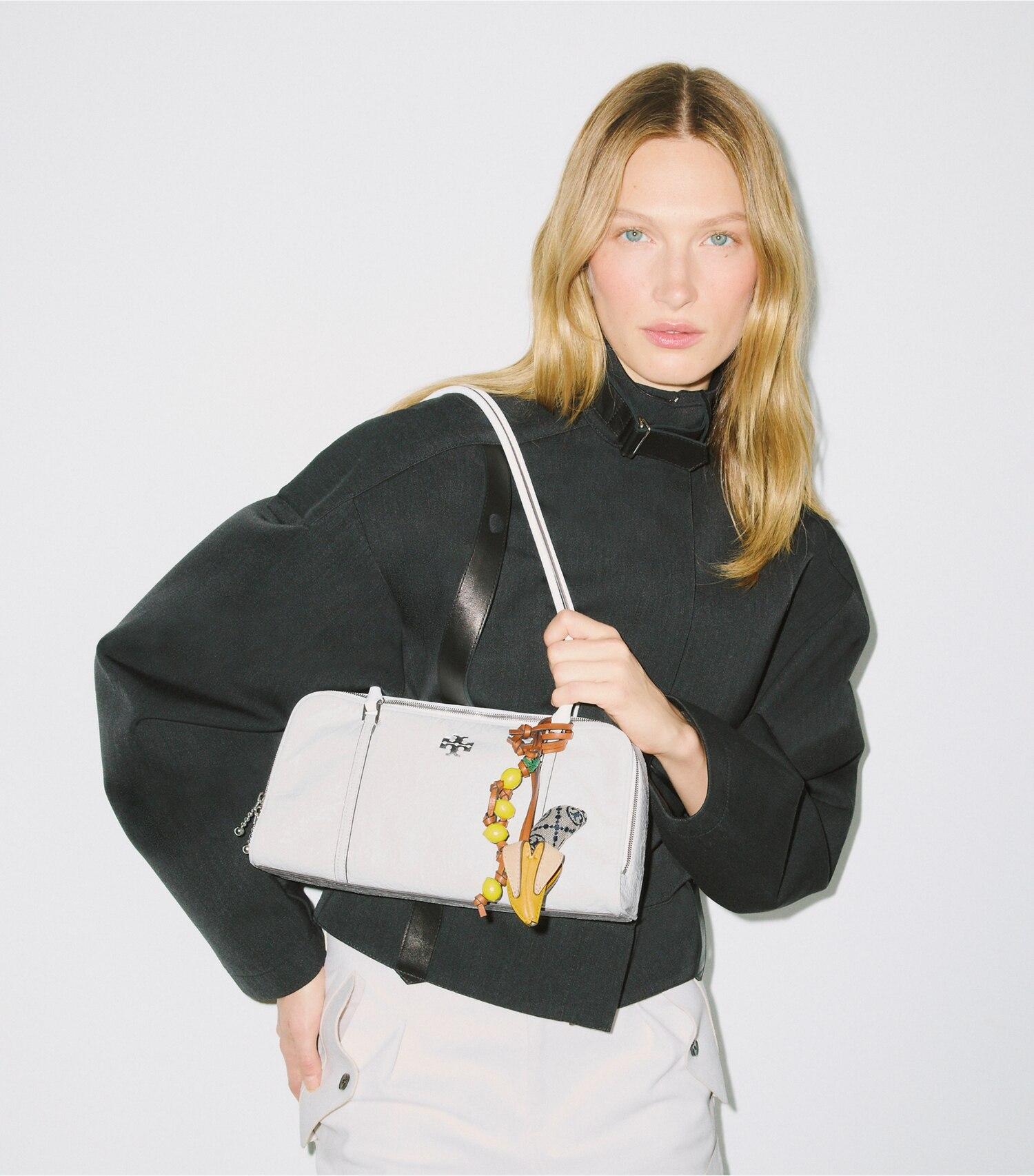 Small Crinkle Leather Marshmallow Satchel