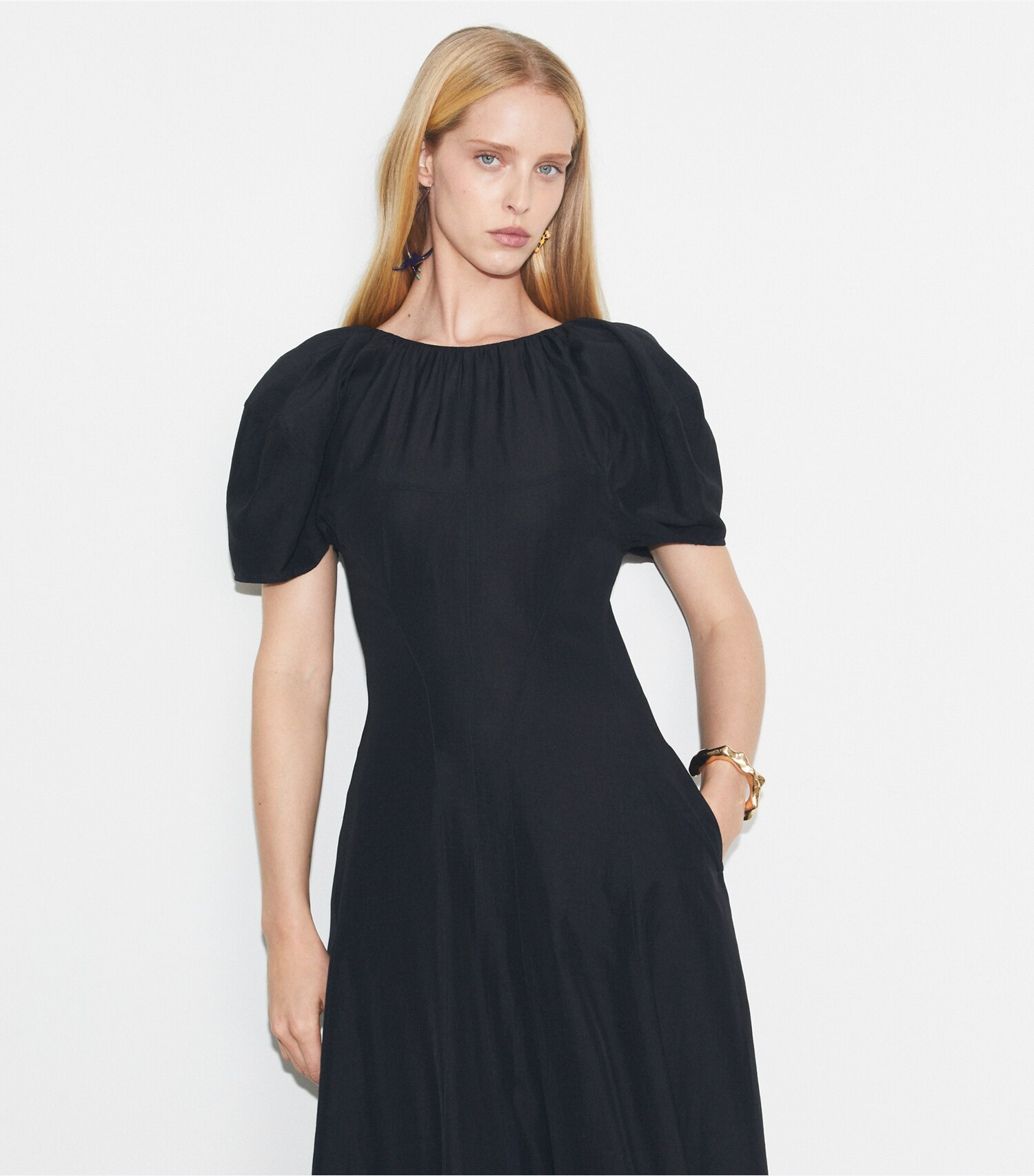 Balloon Sleeve Linen Dress