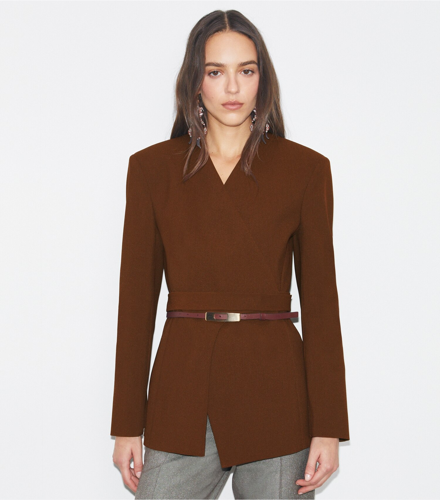 Asymmetrical Pique Wrap Jacket