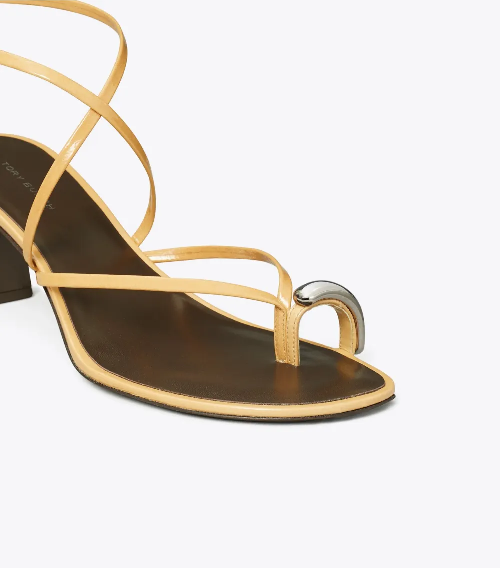 Pierced Multi-Strap Heeled Sandal