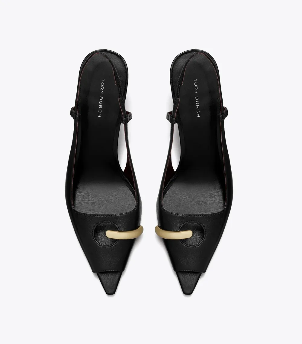 Pierced Peep-Toe Slingback