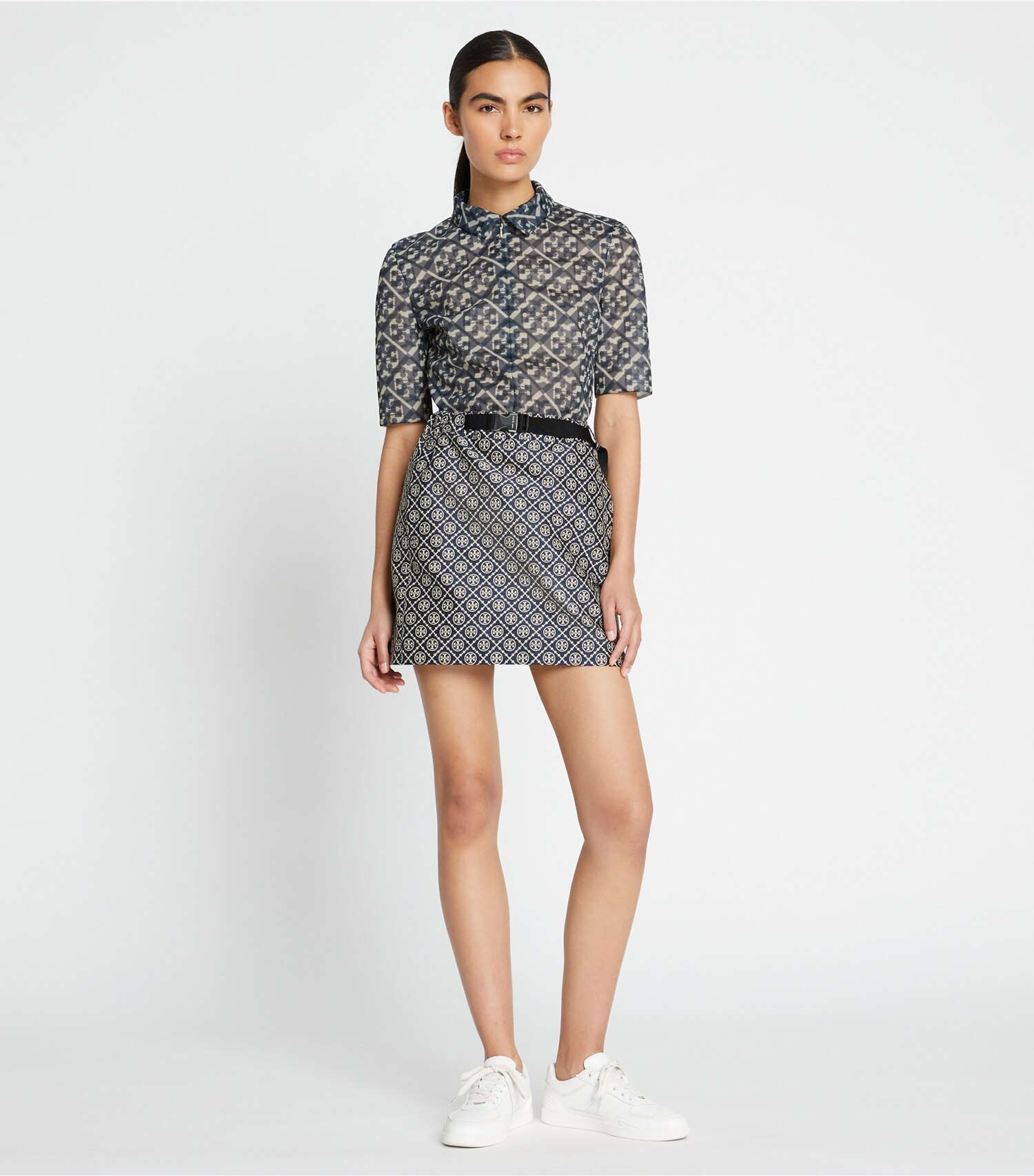 T Monogram Tech Jacquard Skirt