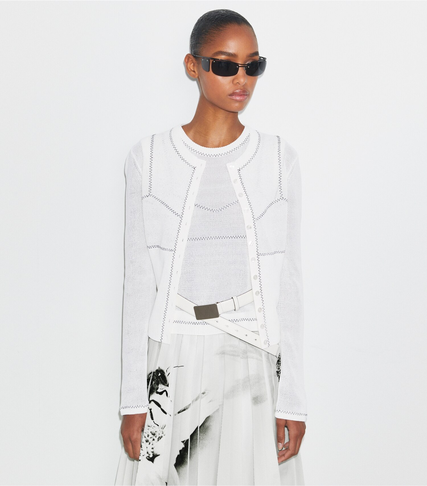 Cotton And Nylon Mesh Cardigan