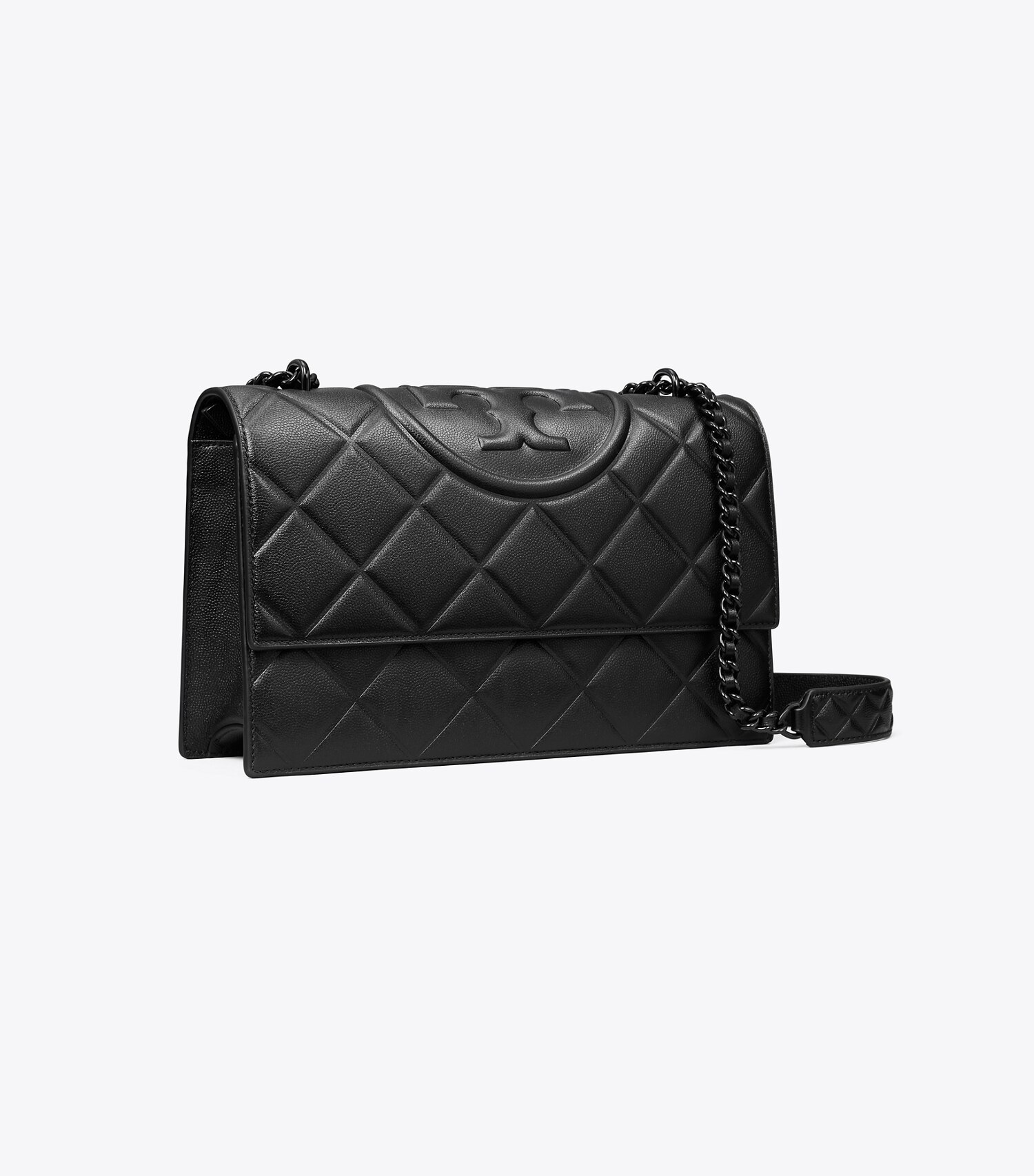 Small Fleming Polished-Grain Convertible Shoulder Bag