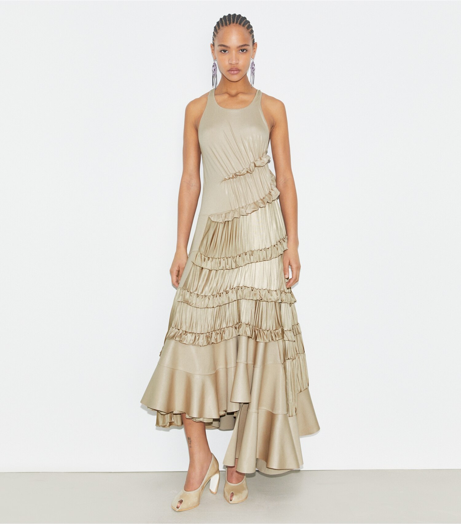 Liquid Jersey Ruffle Dress