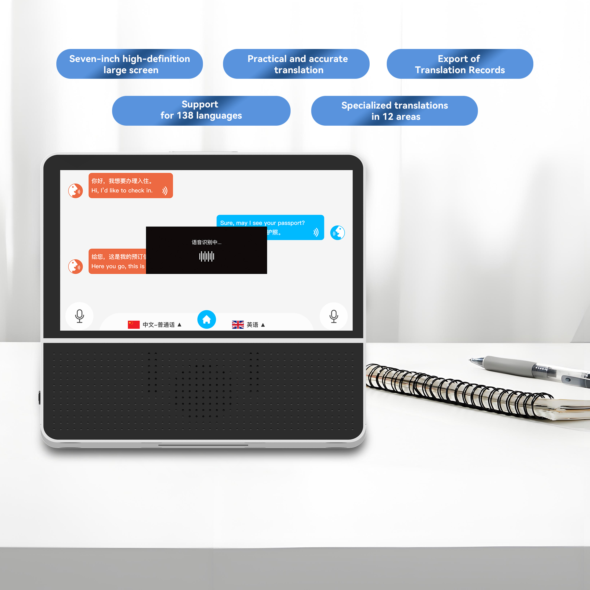 AI-201 Desktop Dual-Screen Translator