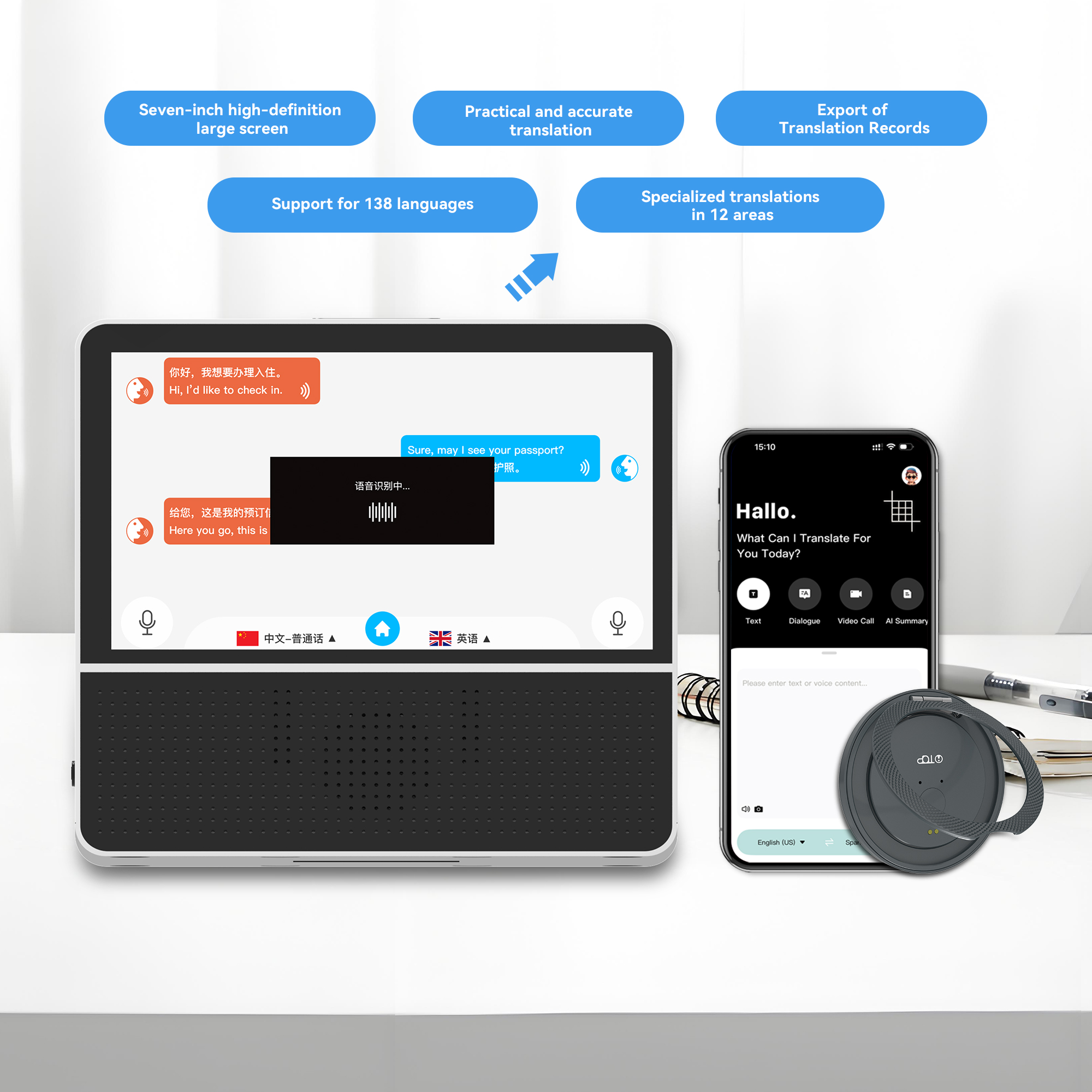 AI-202 Desktop Dual-Screen Translator