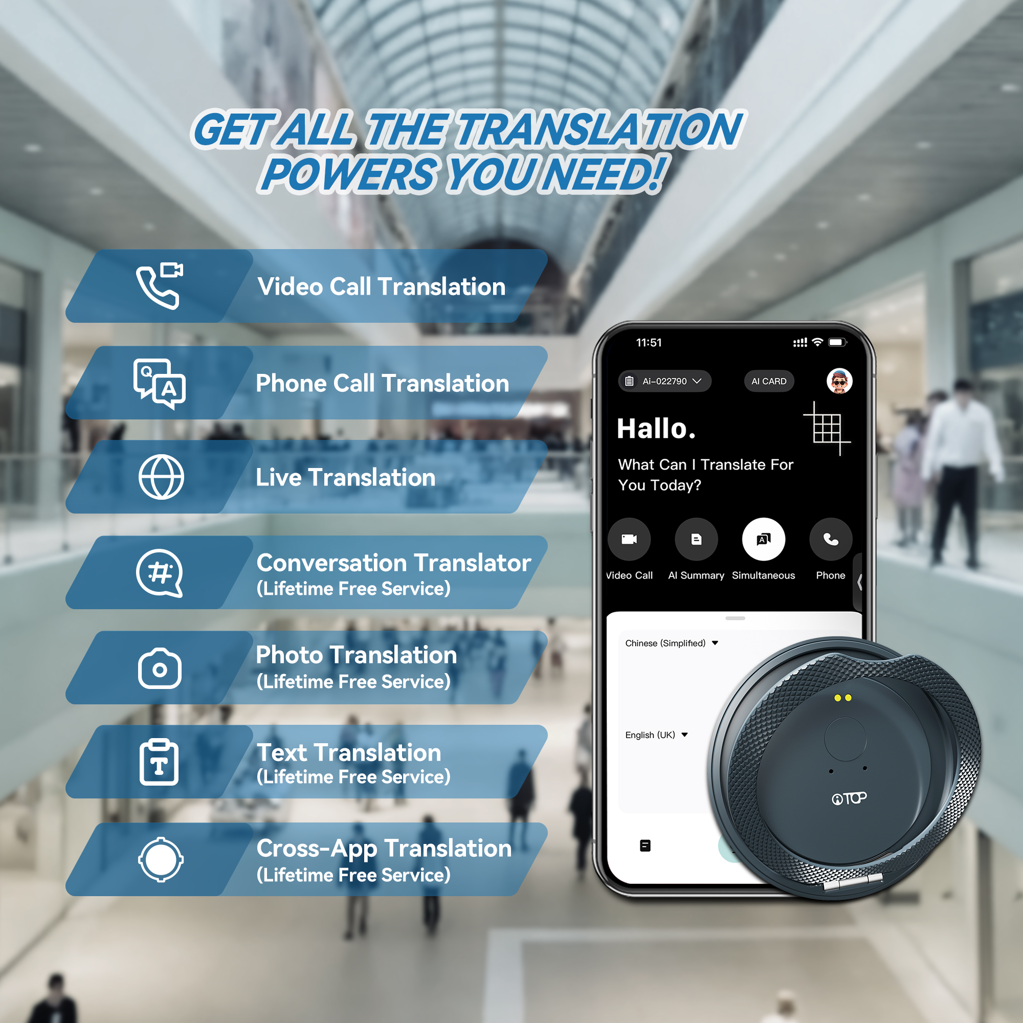 AI-102 Mobile Magnetic Round Translator with Rotating Stand