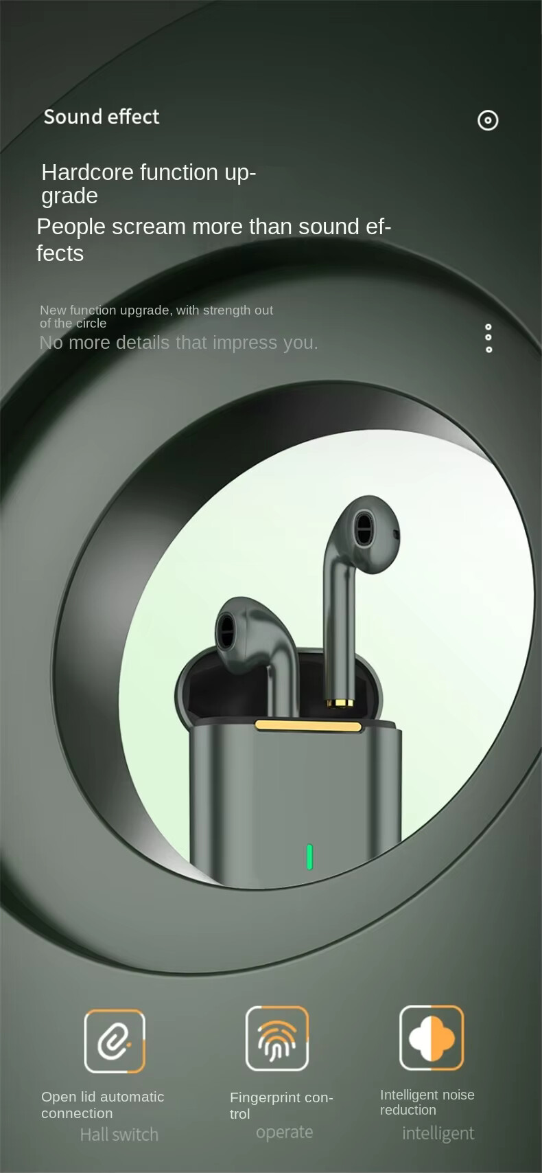 Bluetooth earphones with true 3D wireless sports in ear noise reduction