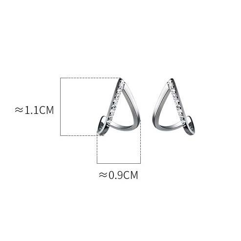 S925 Sterling Silver Stylish CZ Rhinestone Crystal V shape stud earrings  -C