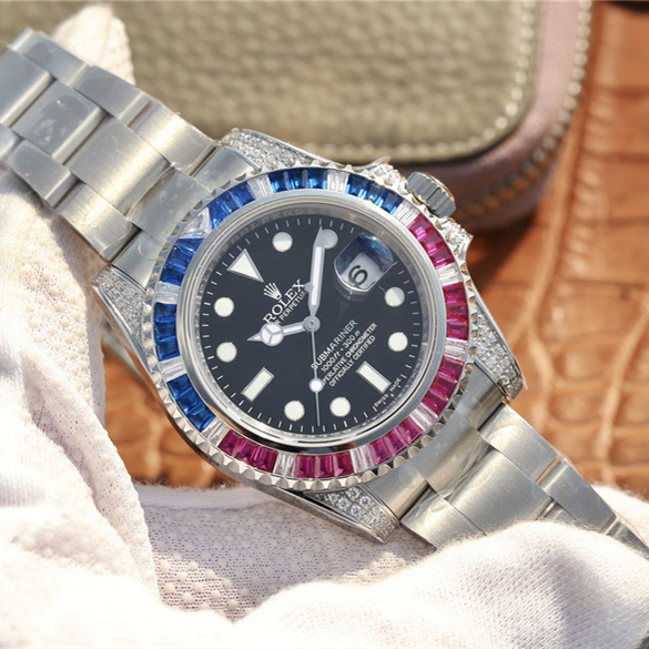 Rolex SUBMARINER SILVER BLUE / RED DIAMOND 40MM