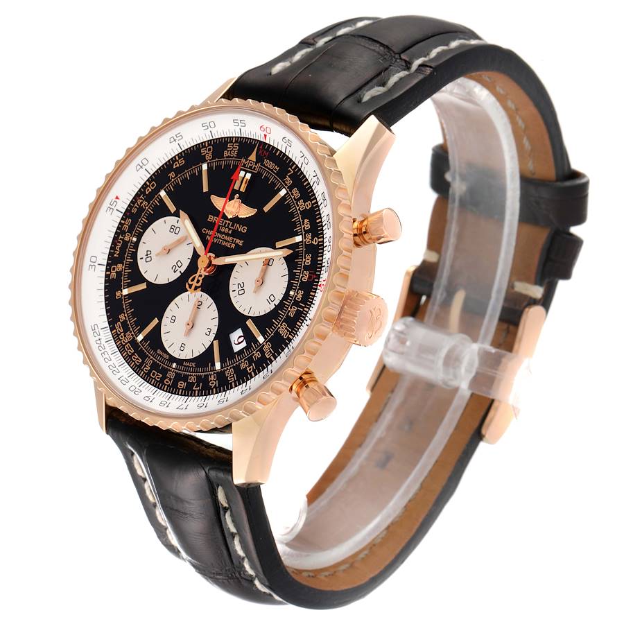 Breitling Navitimer 01 Rose Gold Black Dial Mens Watch RB0121 Box Papers