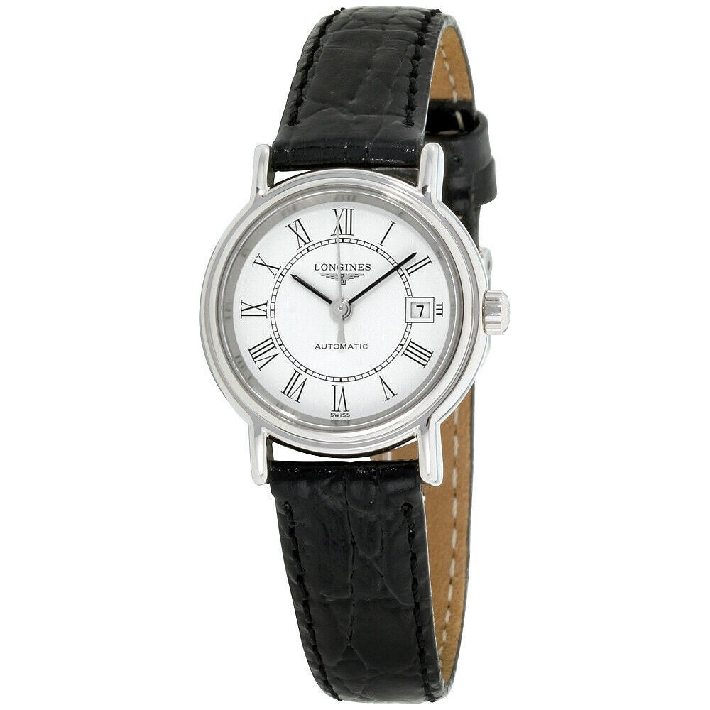 Longines Women's L4.321.4.11.2 Presence Black Leather Watch