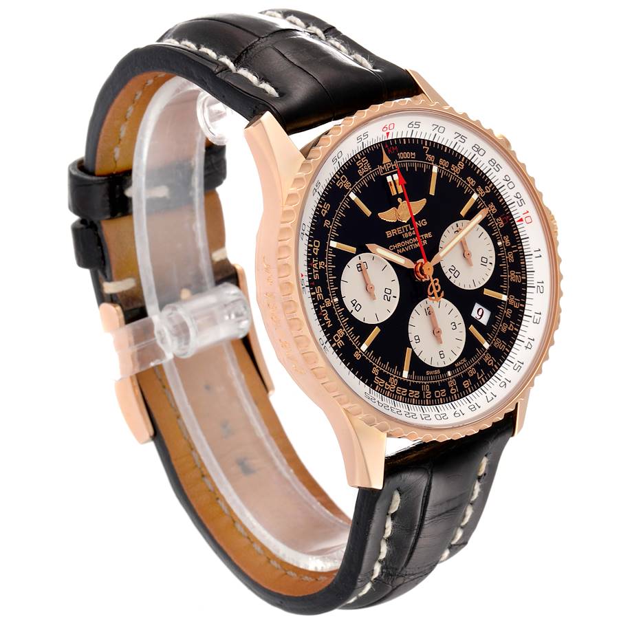 Breitling Navitimer 01 Rose Gold Black Dial Mens Watch RB0121 Box Papers