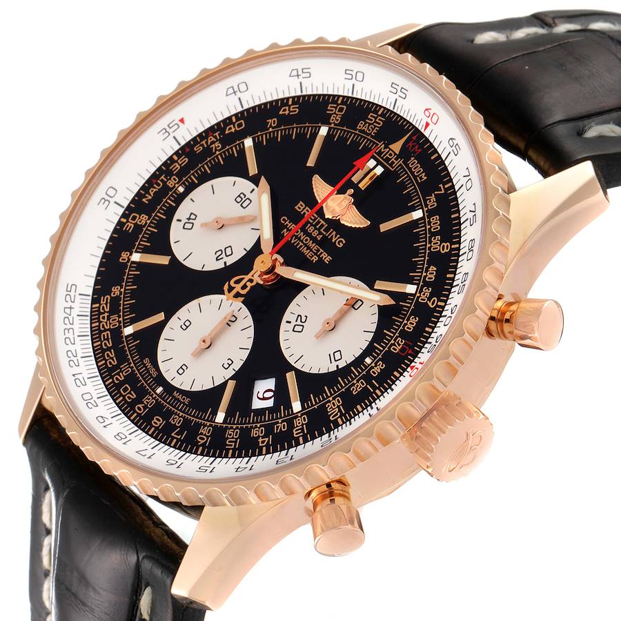 Breitling Navitimer 01 Rose Gold Black Dial Mens Watch RB0121 Box Papers