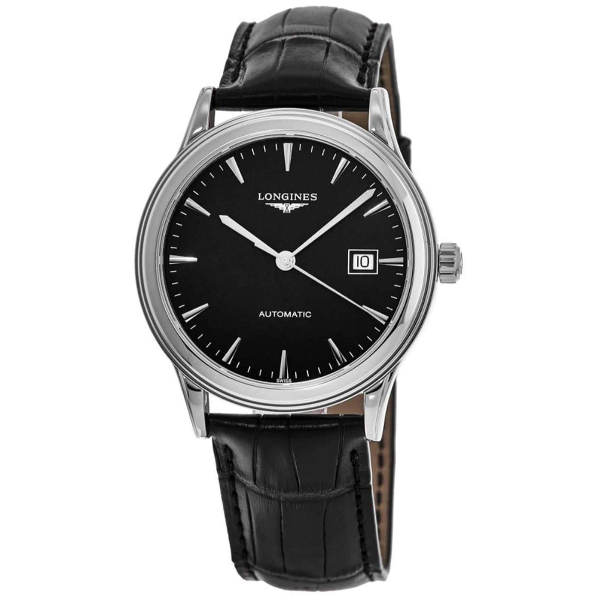 Longines Unisex L4.984.4.52.2 Flagship Black Leather Watch