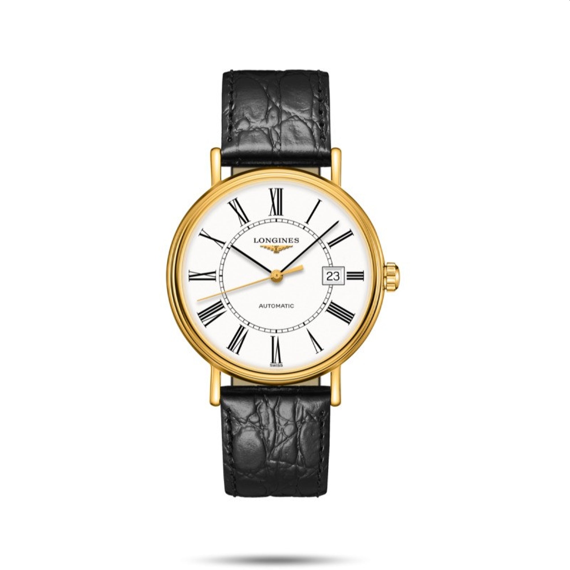 Longines Men's L4.922.2.11.2 Presence Black Leather Watch
