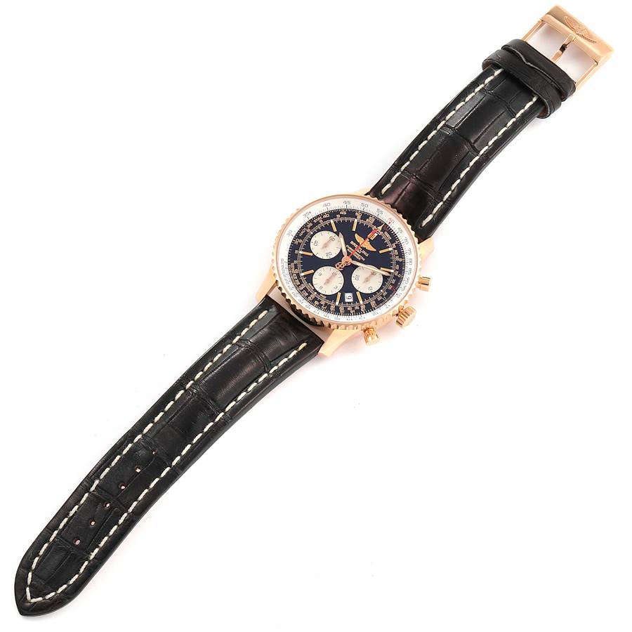 Breitling Navitimer 01 Rose Gold Black Dial Mens Watch RB0121 Box Papers