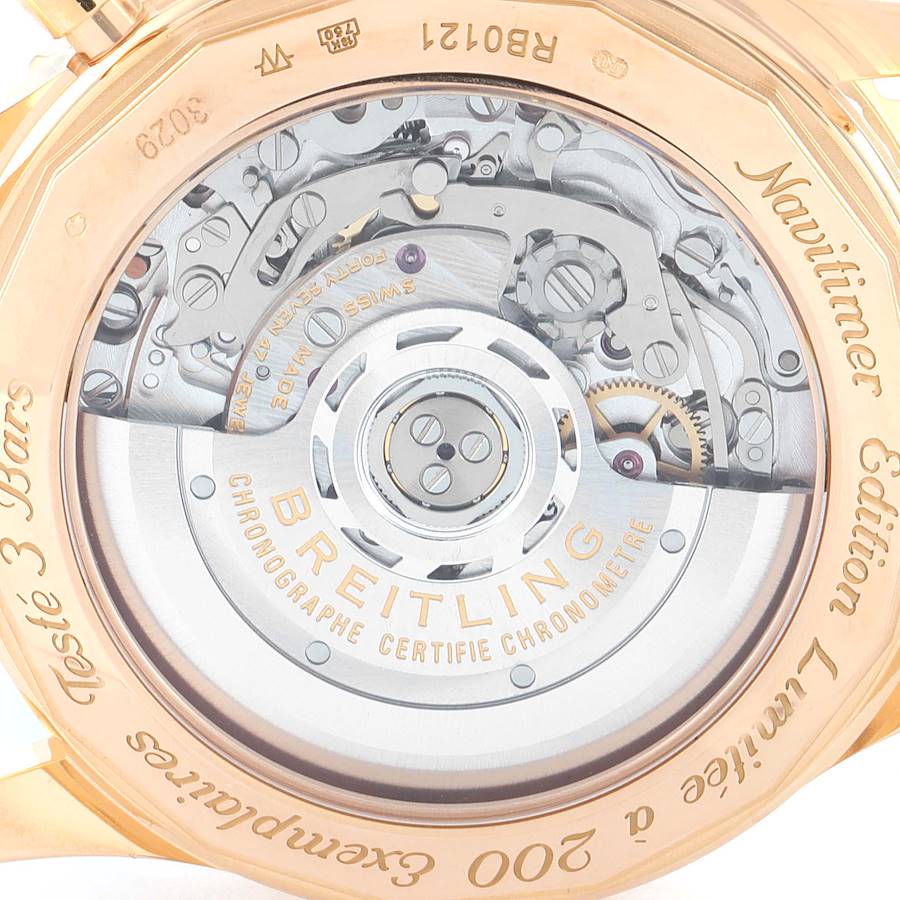 Breitling Navitimer 01 Rose Gold Black Dial Mens Watch RB0121 Box Papers