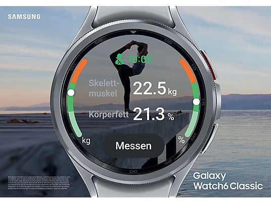 SAMSUNG Galaxy Watch6 Classic 47 mm Smartwatch Kunstleder, M/L, Silver