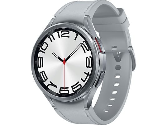 SAMSUNG Galaxy Watch6 Classic 47 mm Smartwatch Kunstleder, M/L, Silver