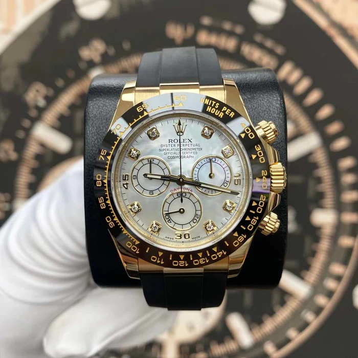 Rolex Daytona 40mm Oyster Flex 116518LN White Mother Of Pearl Diamond Dial Pre-Owned