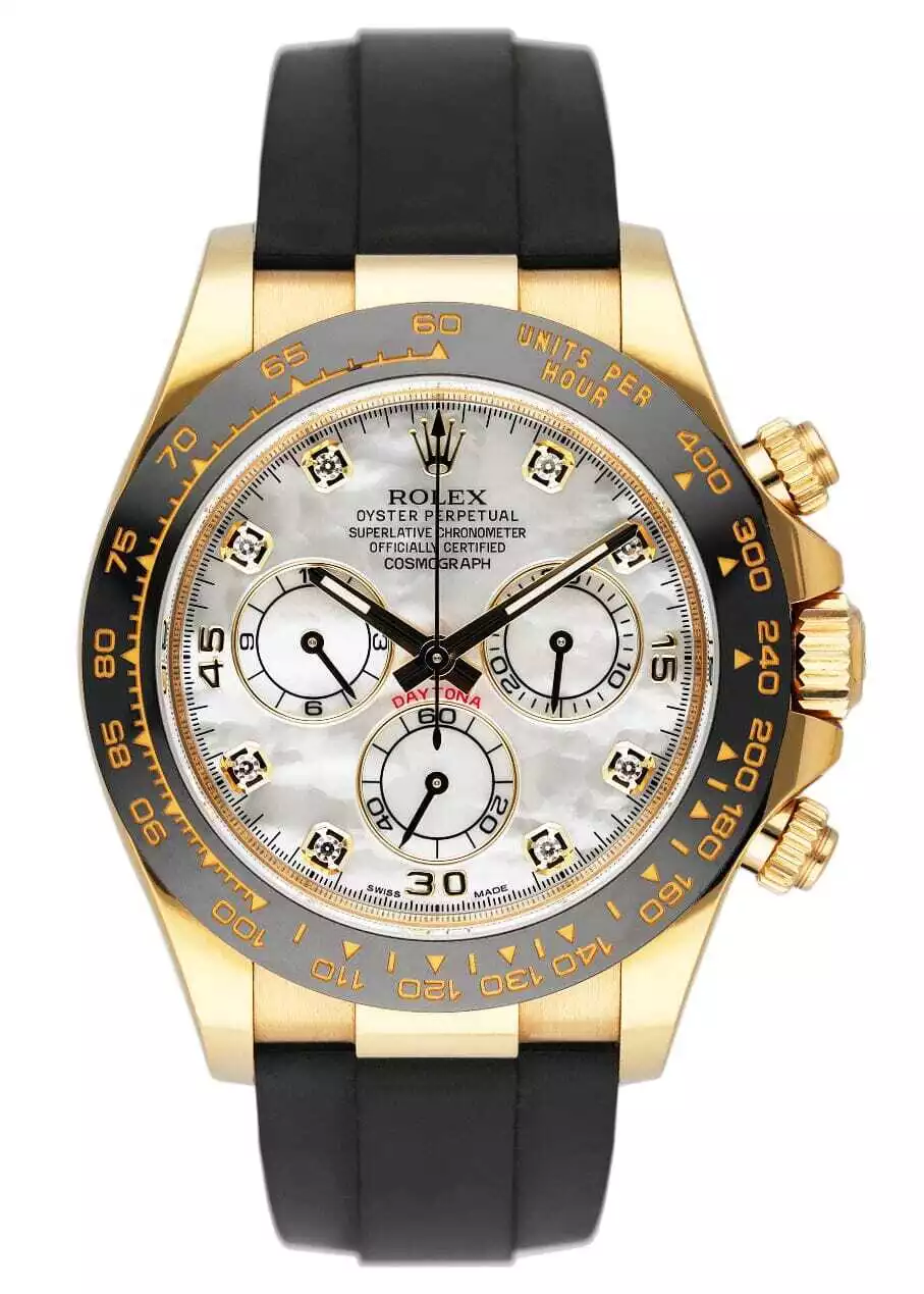 Rolex Daytona 40mm Oyster Flex 116518LN White Mother Of Pearl Diamond Dial Pre-Owned