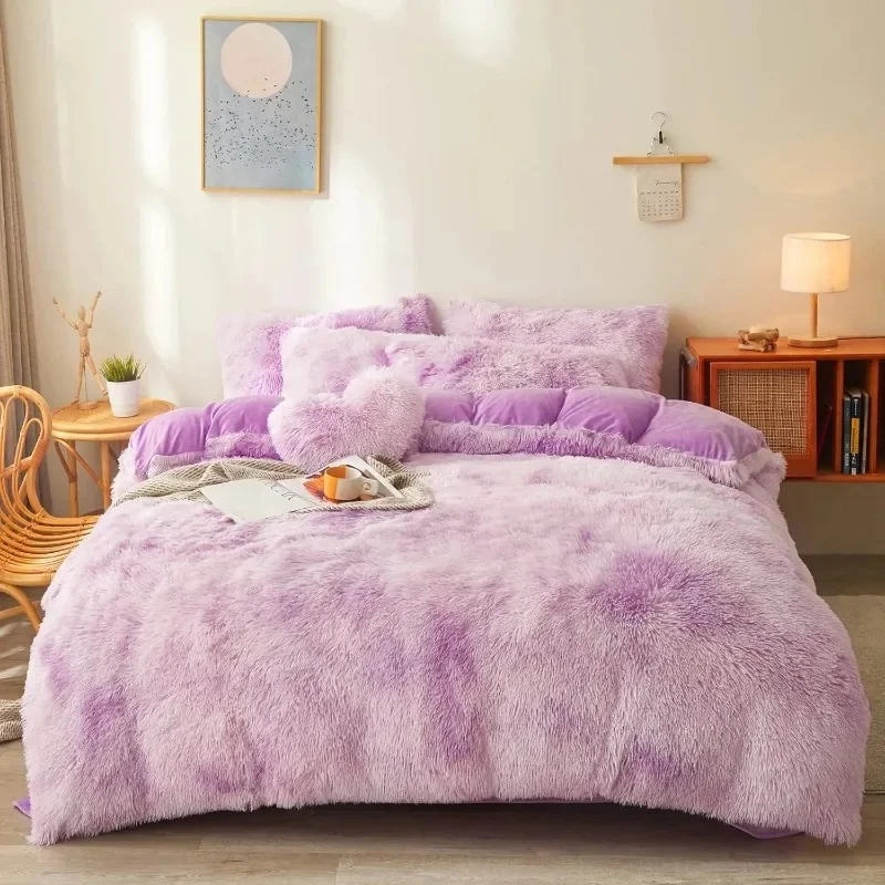 Ultra Soft Faux Fur Queen Comforter Set - Includes Plush Fluffy Bedding Duvet Cover and Two Pillowcases