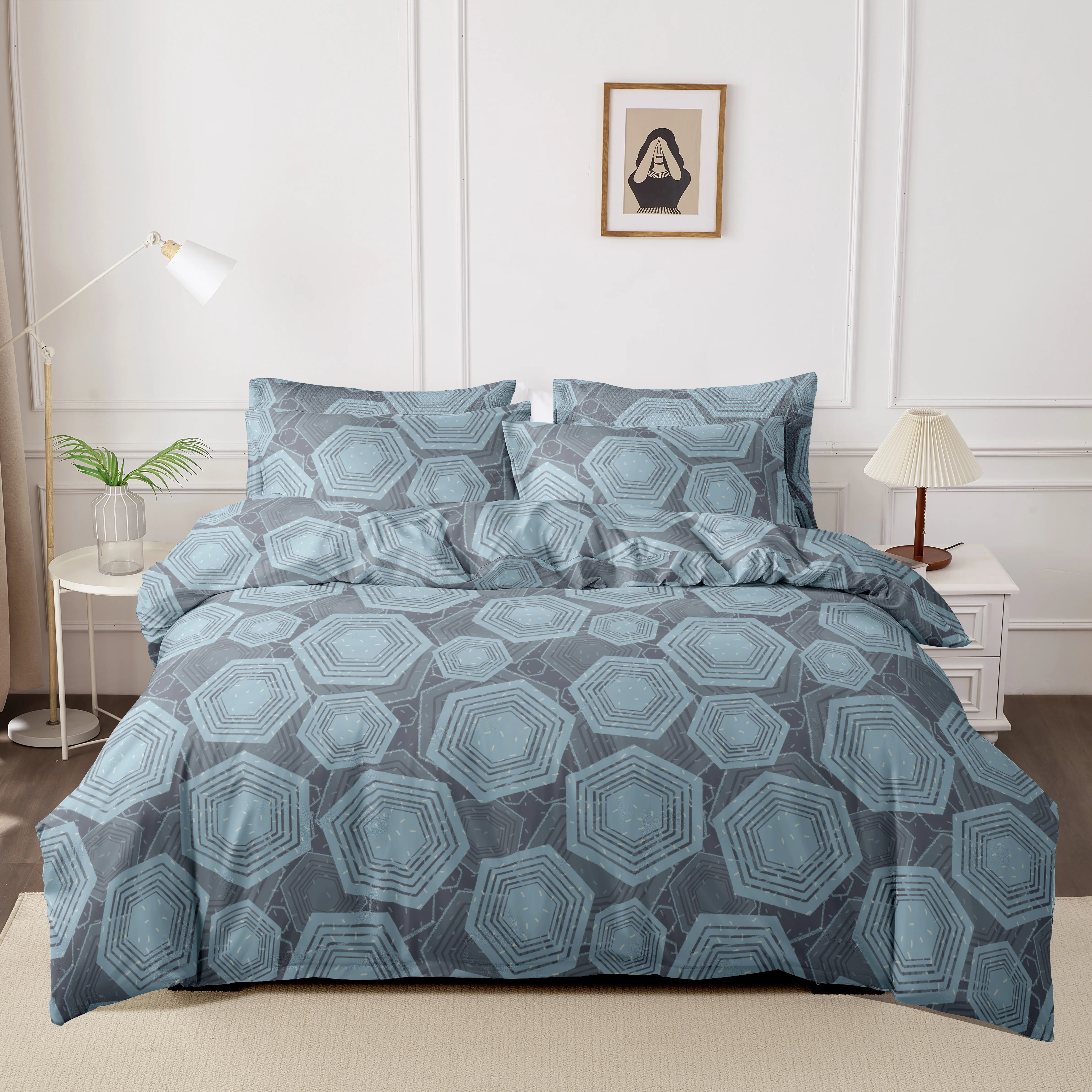 3pcs printed matte Duvet Cover Colored Bedding Set QUEEN Size Quilt Cover High Quality Skin Friendly Fabric Bedding Cover