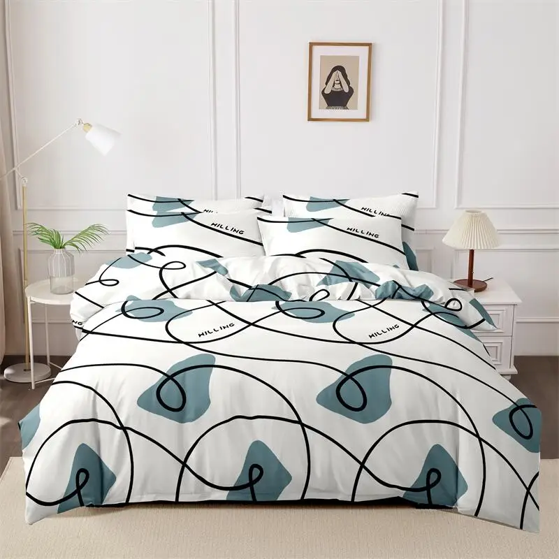 3pcs printed matte Duvet Cover Colored Bedding Set QUEEN Size Quilt Cover High Quality Skin Friendly Fabric Bedding Cover