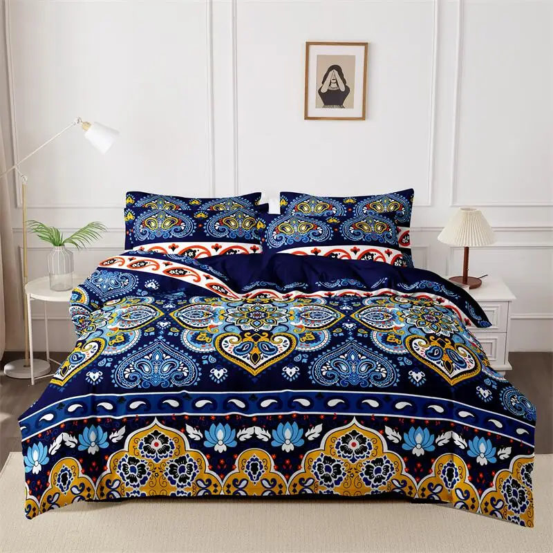 3pcs printed matte Duvet Cover Colored Bedding Set QUEEN Size Quilt Cover High Quality Skin Friendly Fabric Bedding Cover