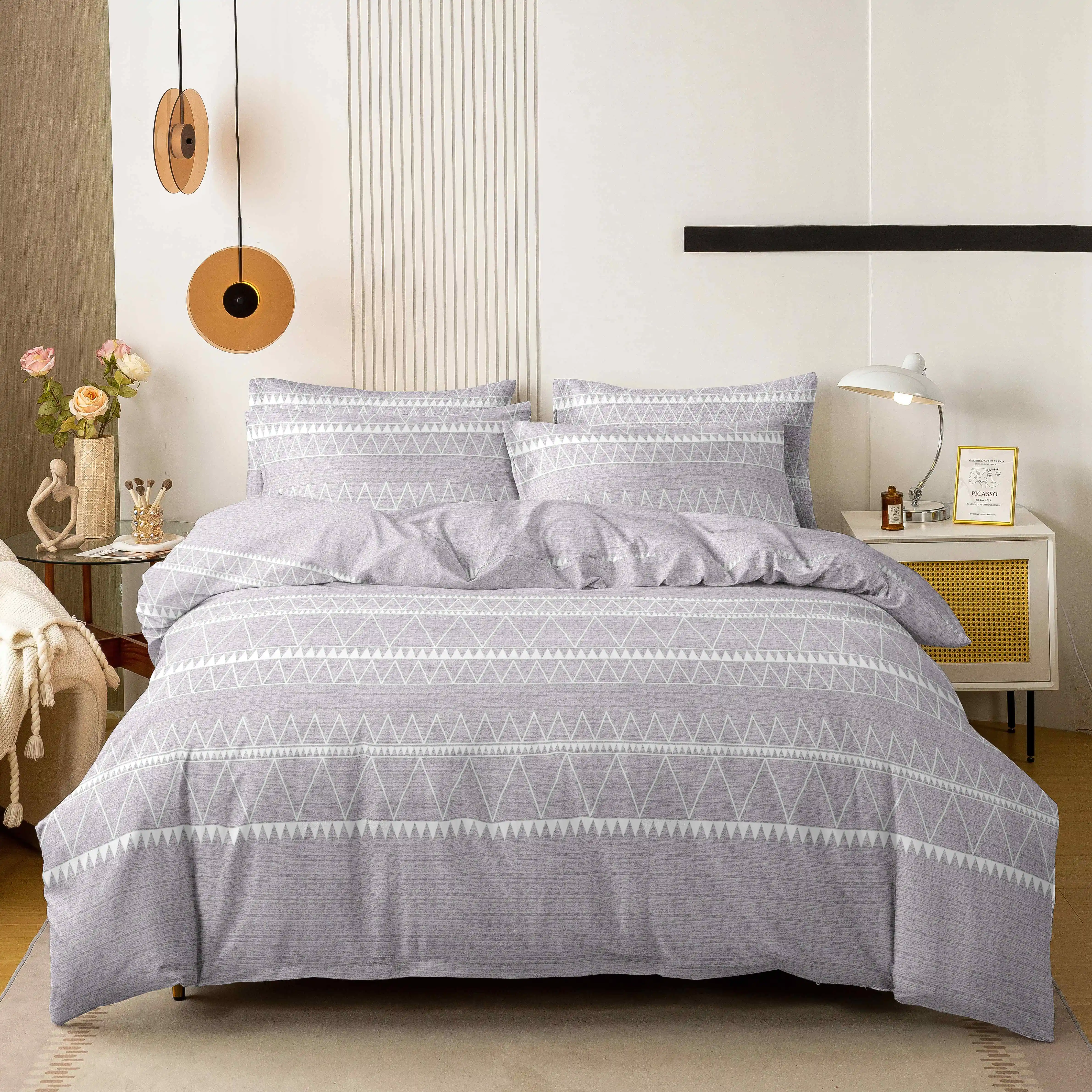 3pcs printed matte Duvet Cover Colored Bedding Set QUEEN Size Quilt Cover High Quality Skin Friendly Fabric Bedding Cover