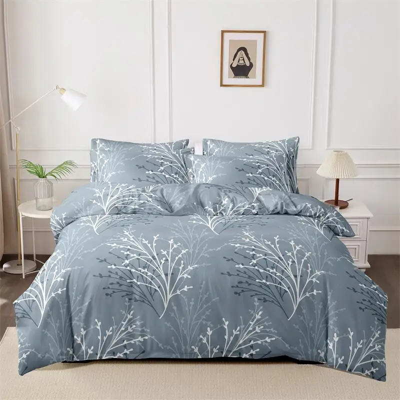 3pcs printed matte Duvet Cover Colored Bedding Set QUEEN Size Quilt Cover High Quality Skin Friendly Fabric Bedding Cover