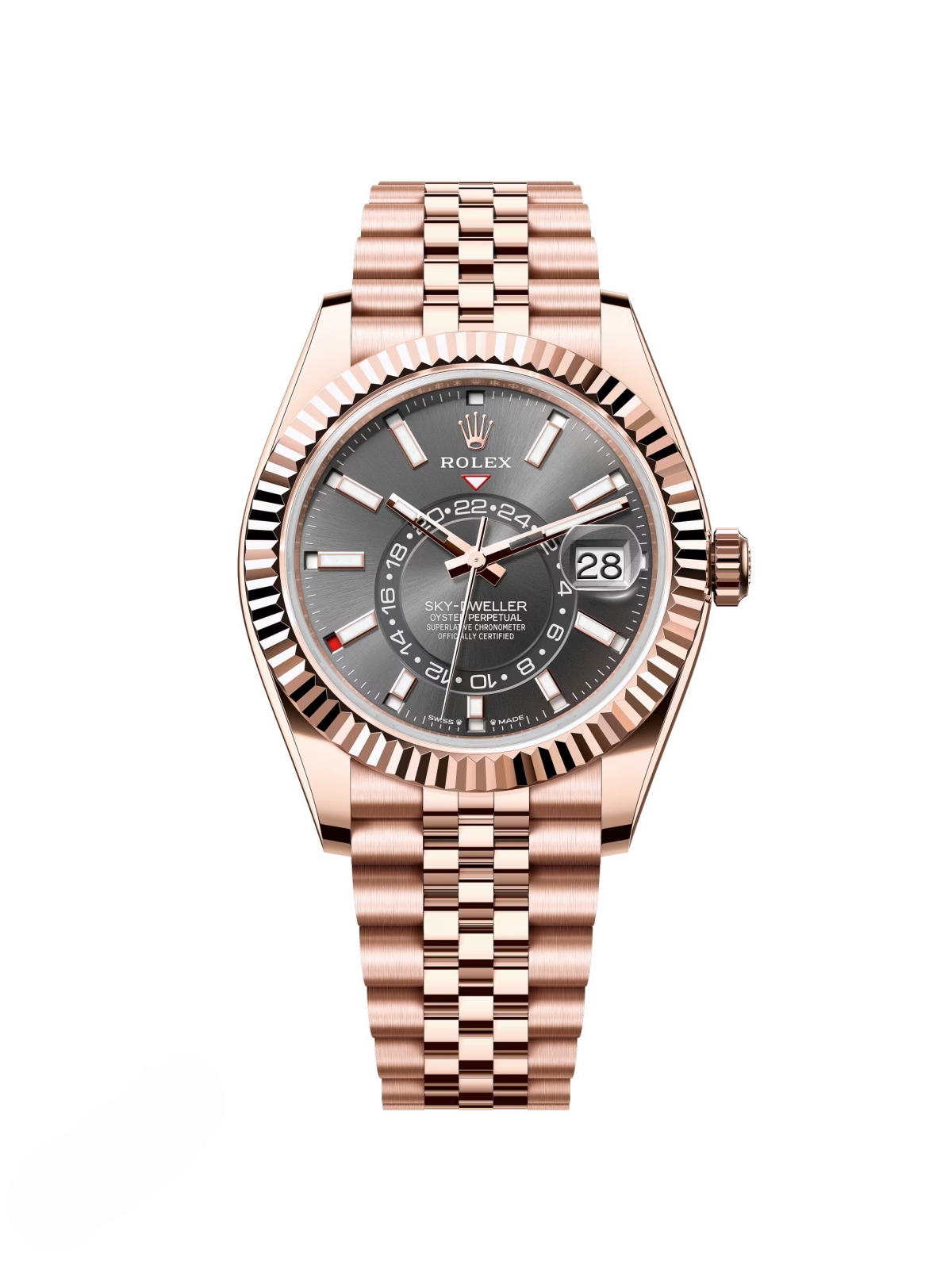 RLX  Sky-Dweller 42mm 336935-0004/0008 Rose Gold Rhodium Dial Oyster