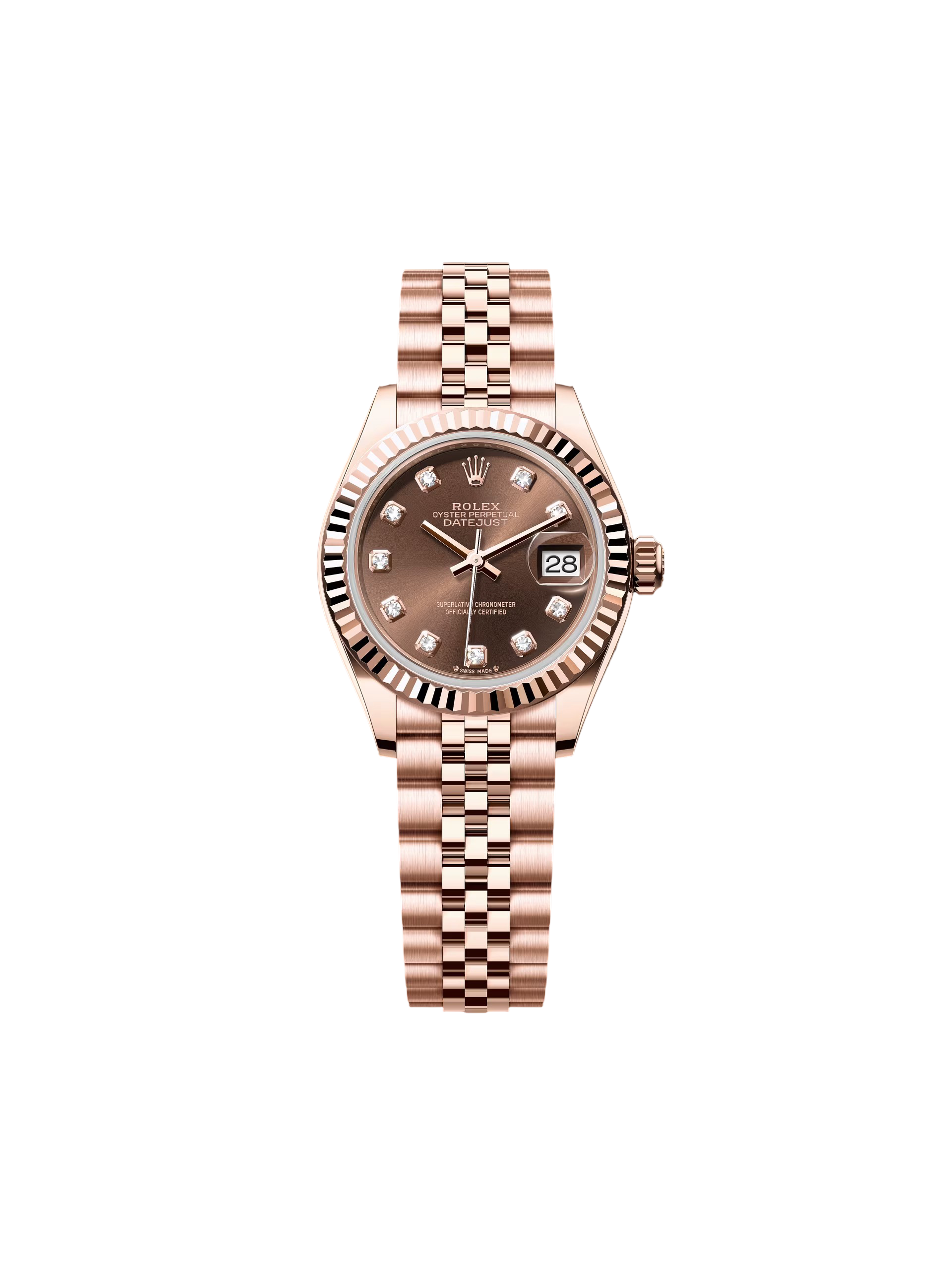 RLX Lady-Datejust 28mm 279175 Chocolate Diamond-Set Dial President Everose Gold