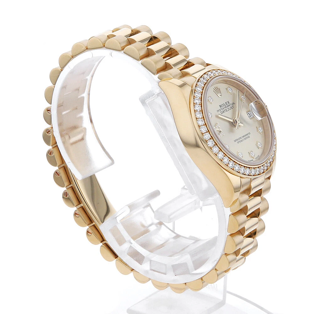 RLX Lady-Datejust 28mm 279138RBR Champagne Diamond Dial and Diamond Bezel Yellow Gold Bracelet