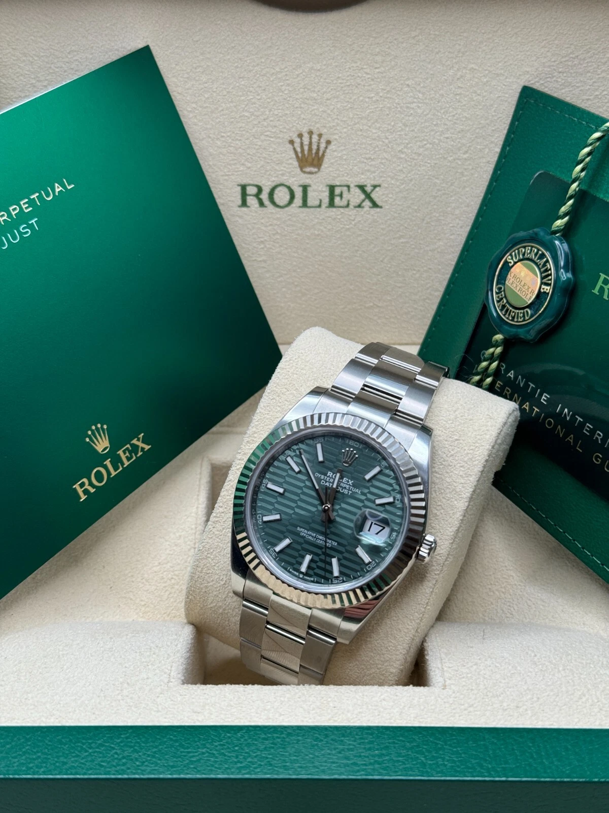 RLX  Datejust 41mm 126334 Mint Green Fluted Motif Dial Oyster Bracelet