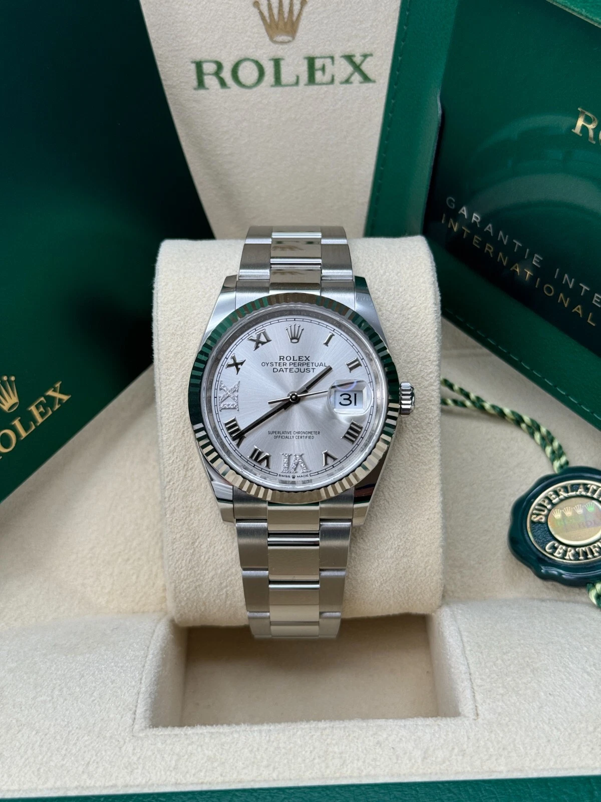 RLX  Datejust 36mm 126234 White Roman Dial Oyster Stainless Steel Mens