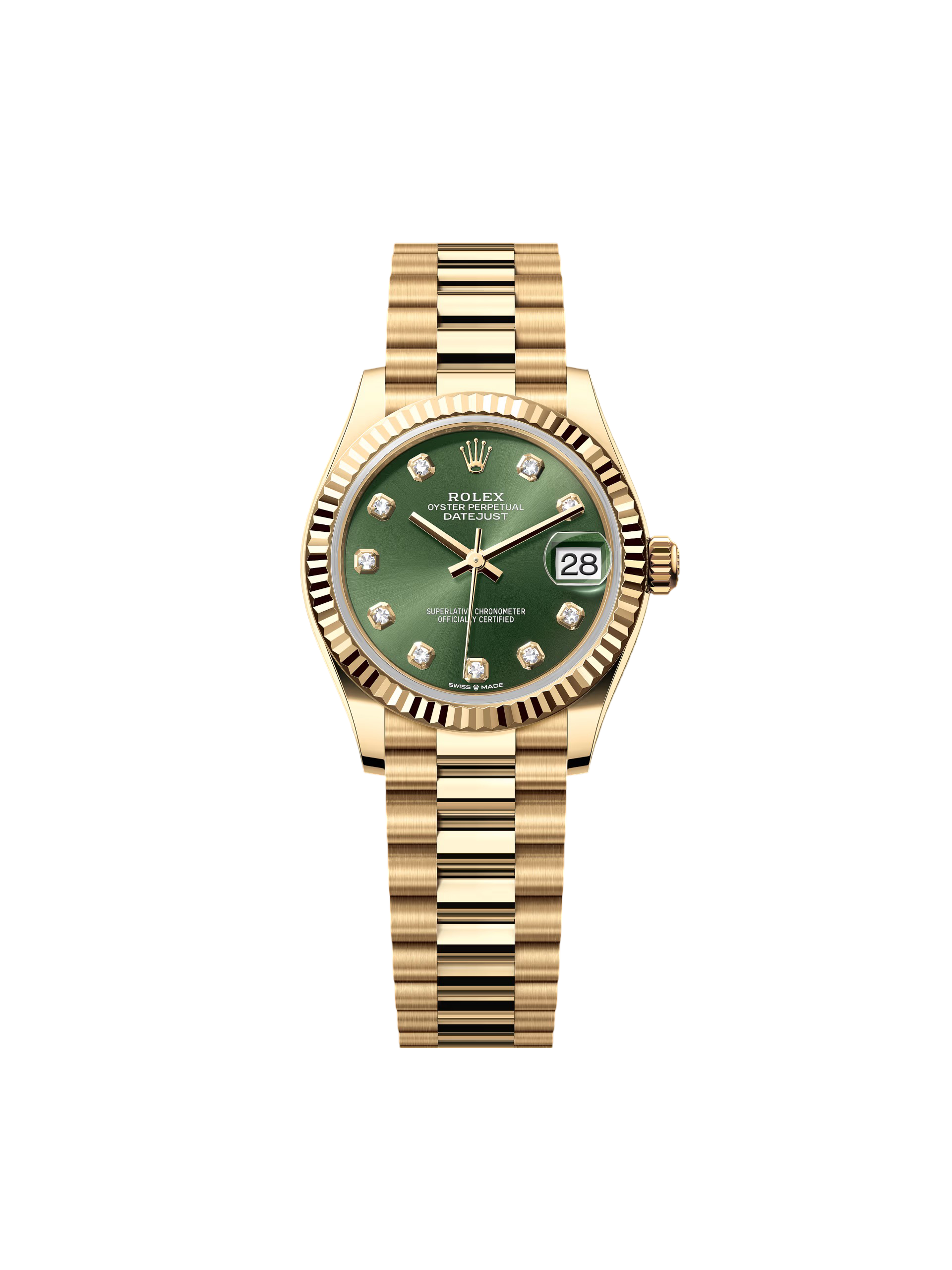 RLX Datejust m278278-0011 Olive Green 31mm Dial President Bracelet Watch