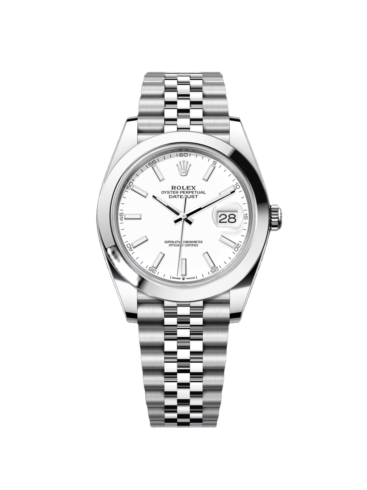 RLX  Datejust 41mm 126300 White Index Oyster Stainless Steel Watch