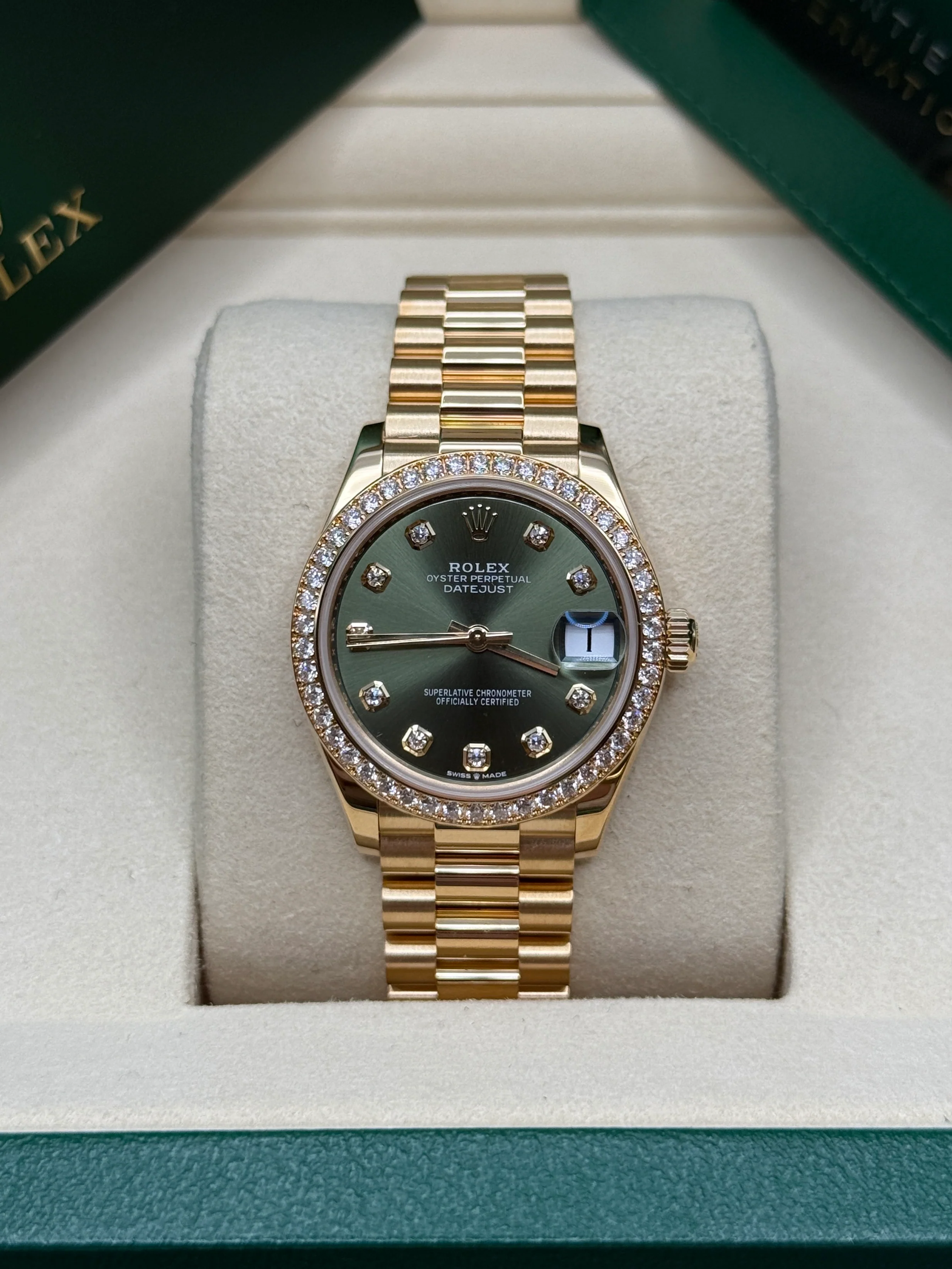 RLX Datejust m278288RBR-0007 Olive Green 31mm Dial President Bracelet Watch